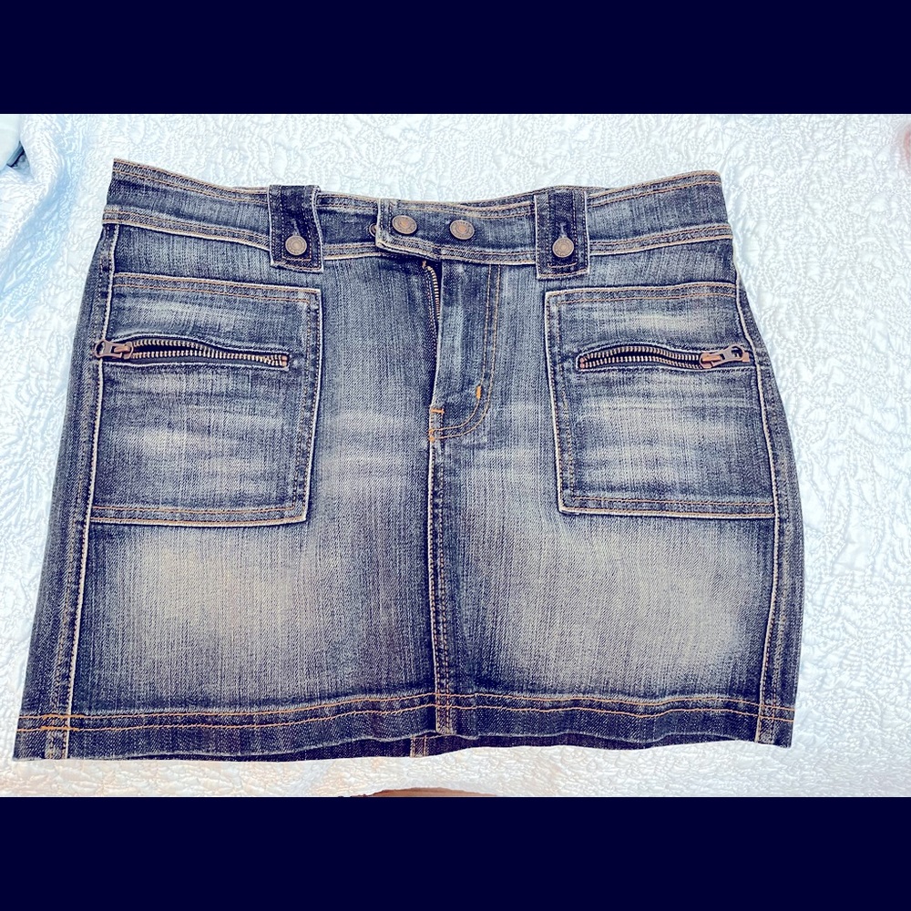 Vintage 7 for all mankind denim mini skirt, zip  pockets
